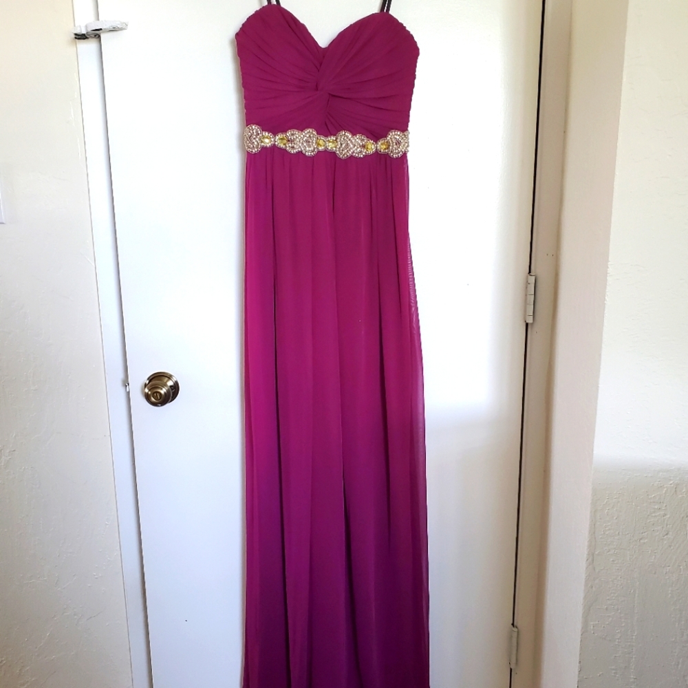 Full length strapless gown